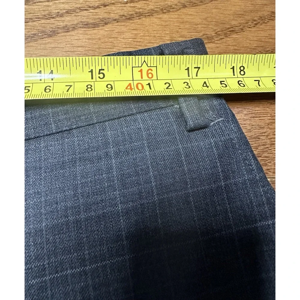 Lauren Ralph Lauren Men 35R 100% Wool Flat Front Pants Gray‎ Plaid 33